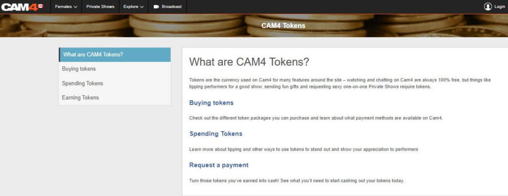 Screenshot Cam4 Tokens