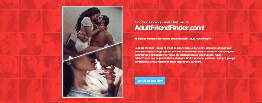 Screenshot AdultFriendFinder Home Page